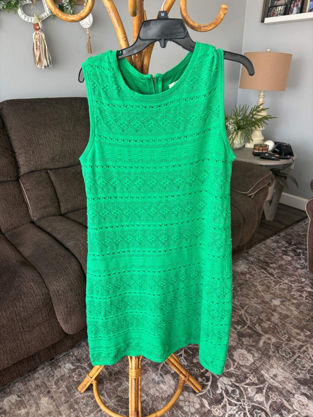 Eliza J Emerald Green Lace Knit Shell